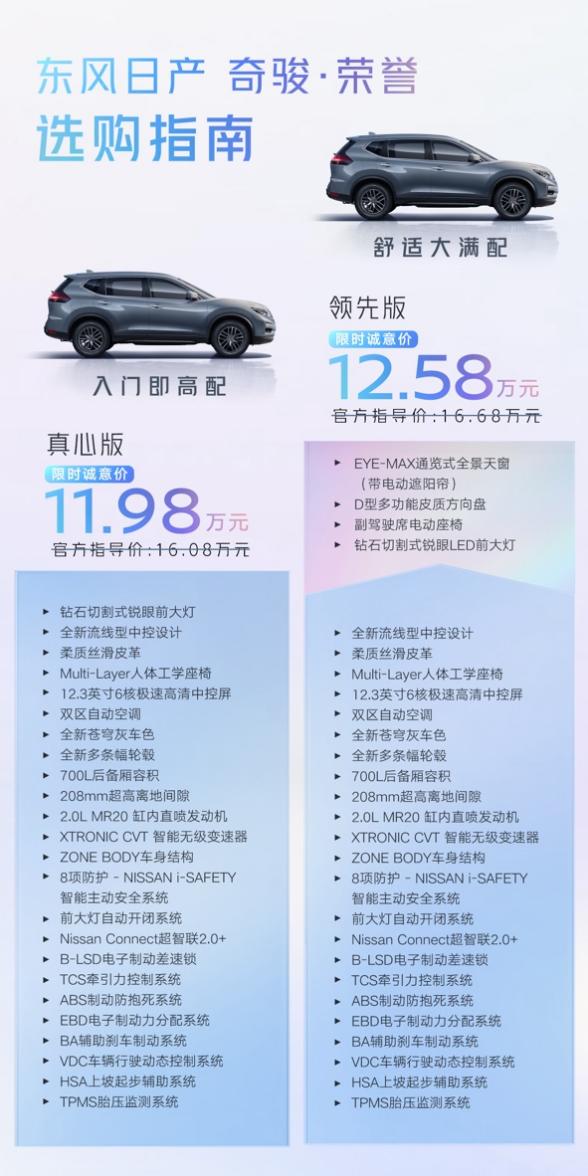 限时诚意价11.98万元起 奇骏·荣誉正式上市