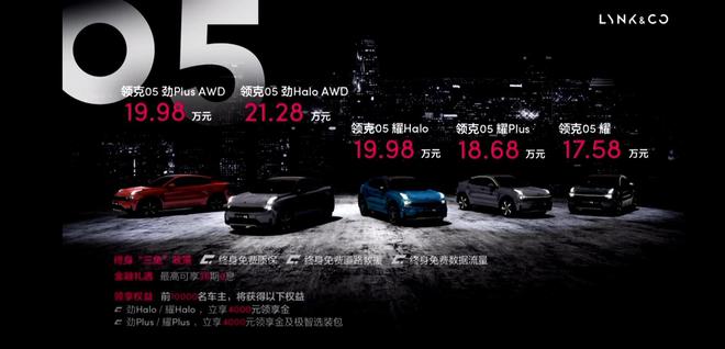 领克05正式上市 售价17.58-21.28万元
