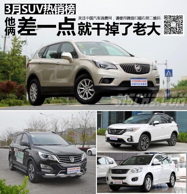 3月SUV热销榜 他俩差一点就干掉了老大