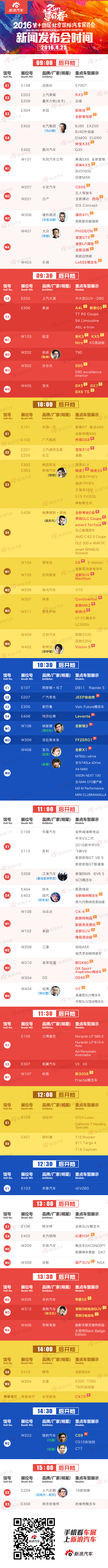 2016年北京车展媒体日新闻发布会时间表