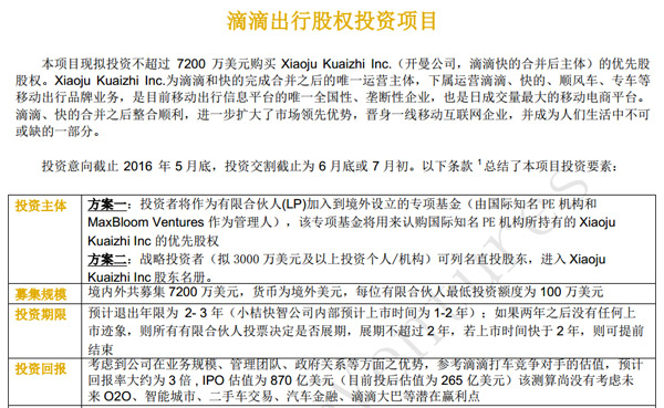 滴滴最新融资文件曝光：将布局无人驾驶 