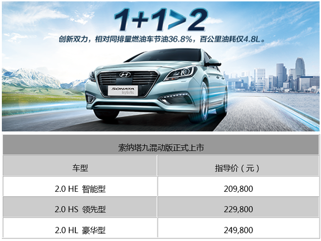 北京现代第九代索纳塔混动版欣然上市