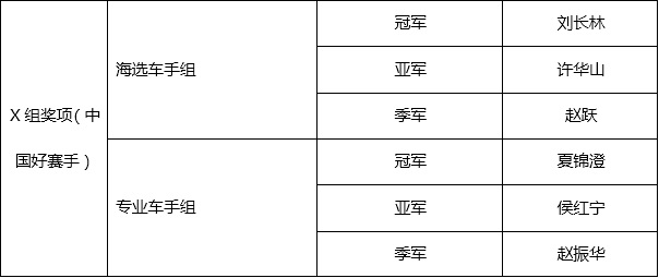 公众挑战组（X组）成绩表
