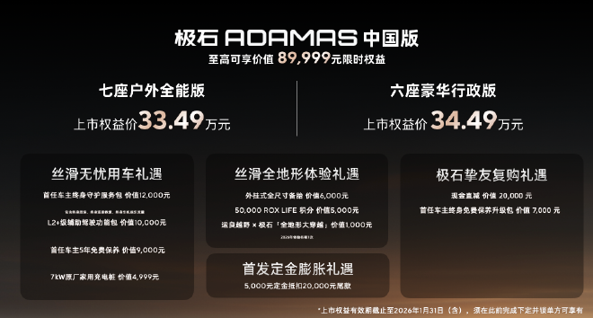 极石ADAMAS正式上市 权益价33.49万元起