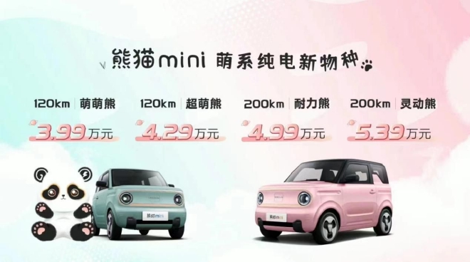 吉利熊猫mini正式上市 售价3.99-5.39万元