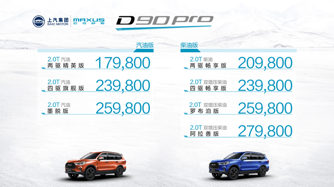 上汽MAXUS D90 Pro正式上市 售价17.98-27.98万元