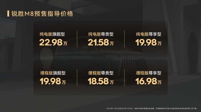 16.98万起 锐胜M8大型MPV正式预售