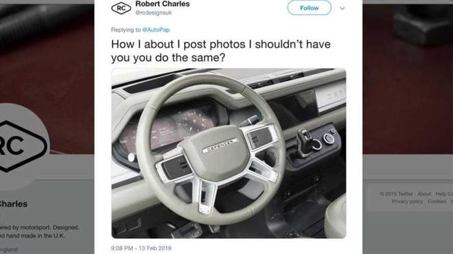 路虎全新卫士内饰图曝光 科技感十足