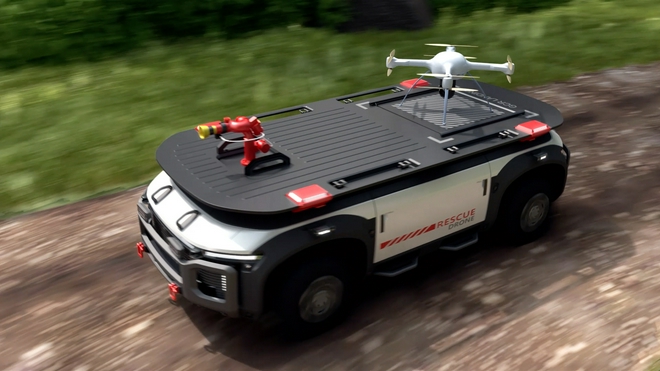 救援无人车（Rescue Drone）新型氢燃料电池概念车，可以实现远程自动驾驶，用于消防和救援作业