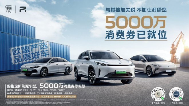 上汽荣威飞凡推出5.5亿让利行动