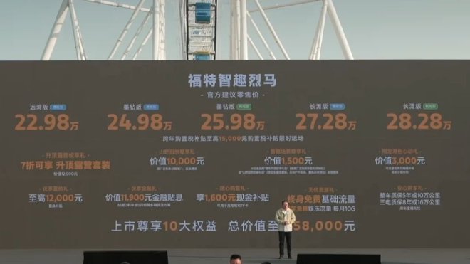 售22.98-28.28万元 福特智趣烈马正式上市