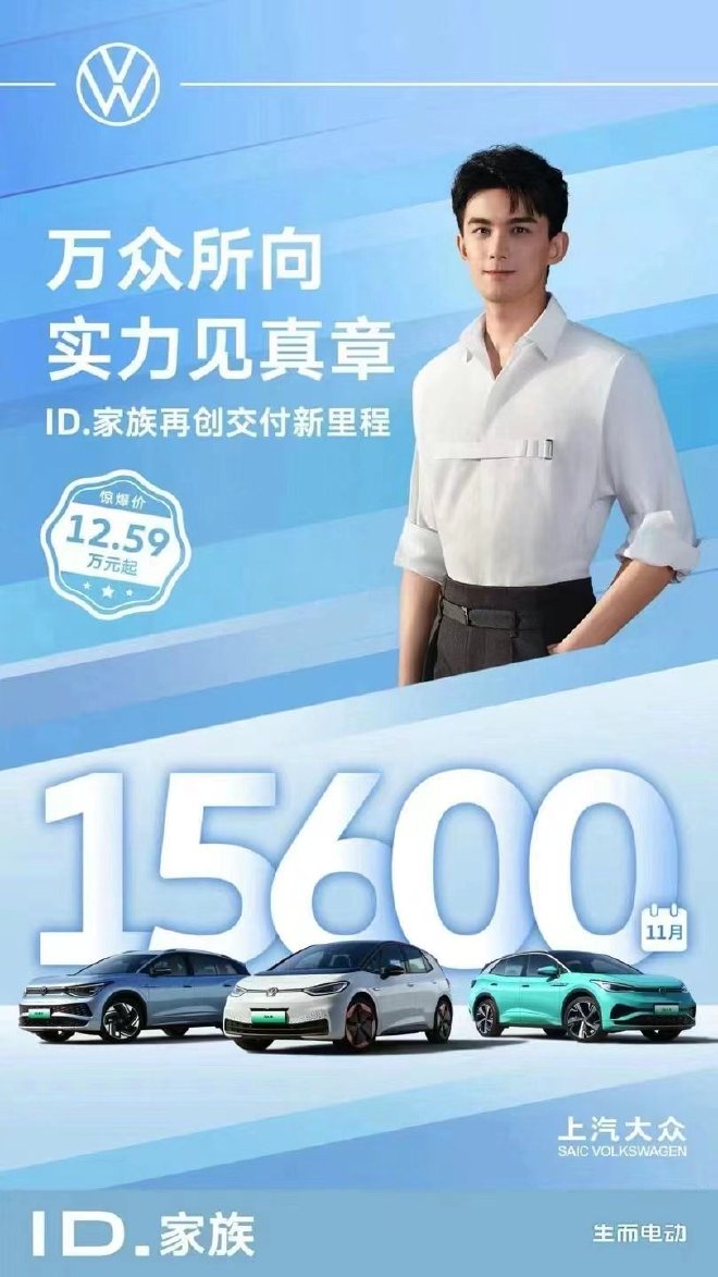 上汽大众发布数据 ID家族销量破20万