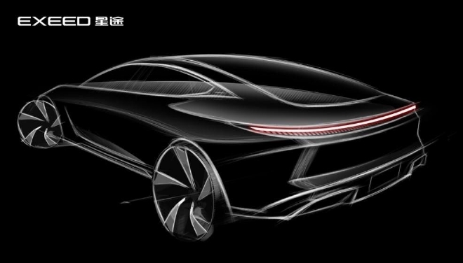 星途品牌首款高端纯电轿车设计草图发布 将于四月亮相