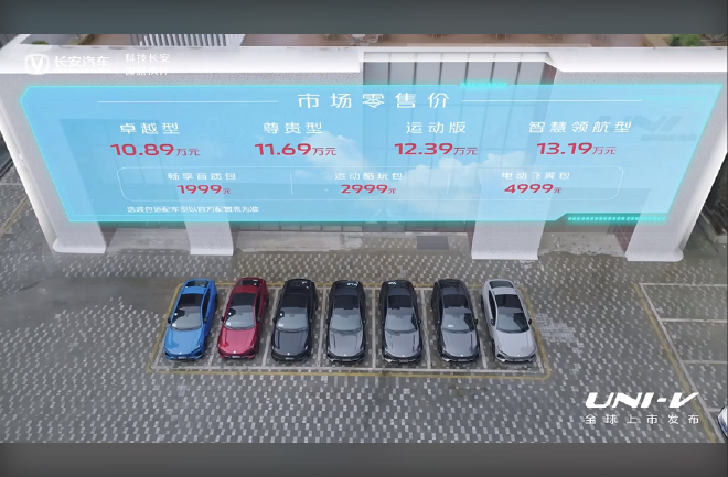 长安UNI-V正式上市 售价10.89-13.19万元
