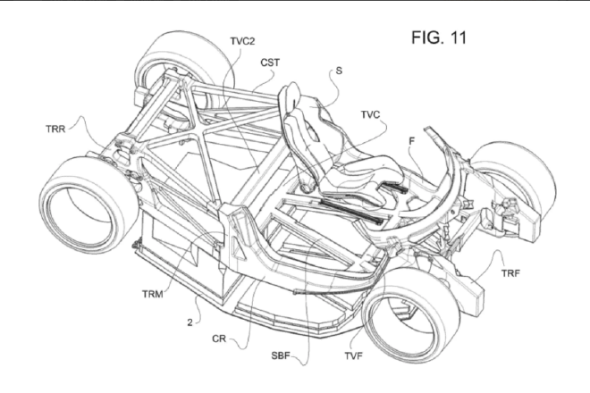 法拉利首款纯电动超跑专利图曝光 中置主电池组布局