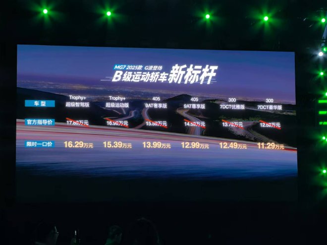 售价12.59-17.89万元 MG7 2025款正式上市