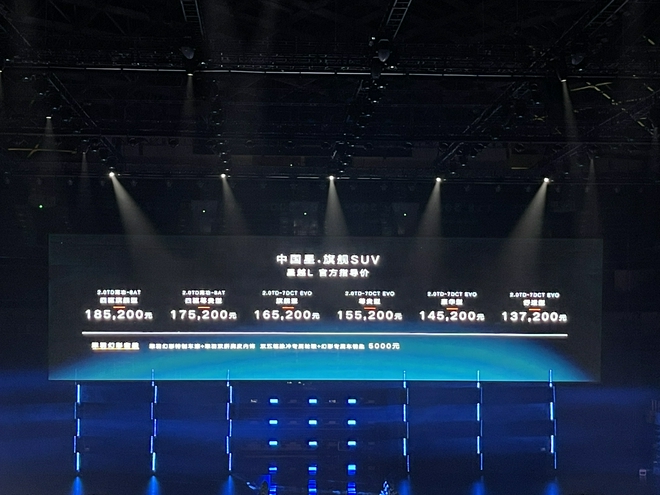 Geely Xingyue L officially went on sale for RMB 137,200-185,200.