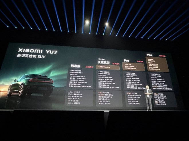 小米YU7家族重磅进化 标准版23.35万 GT38.99万起