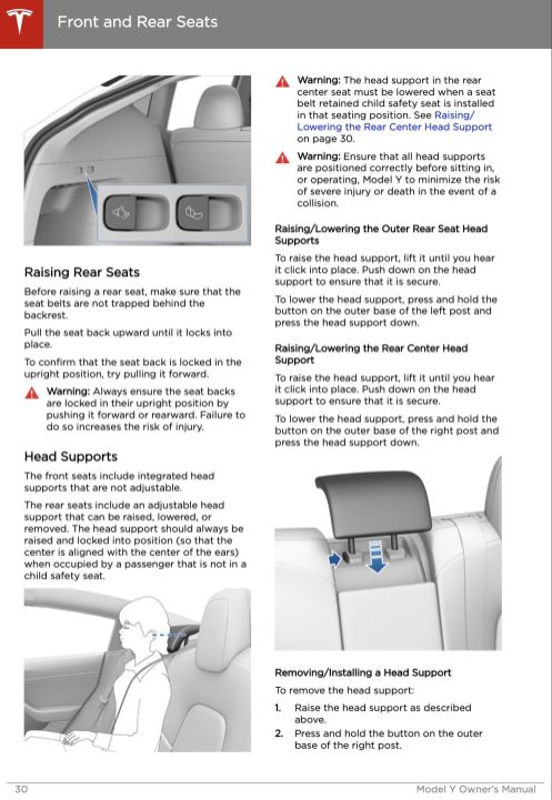 特斯拉Model Y车主手册完整版曝光 后排腿部空间大大增加