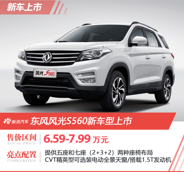 售6.59-7.99万 东风风光S560新车型上市