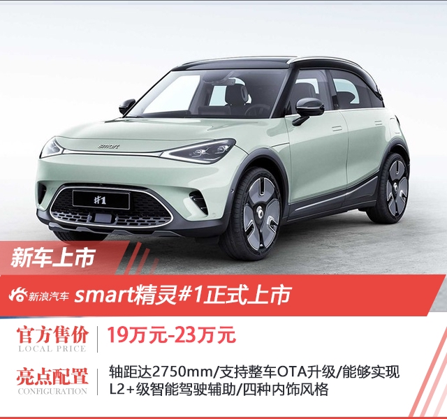 smart精灵#1上市 售价19.00-23.00万元