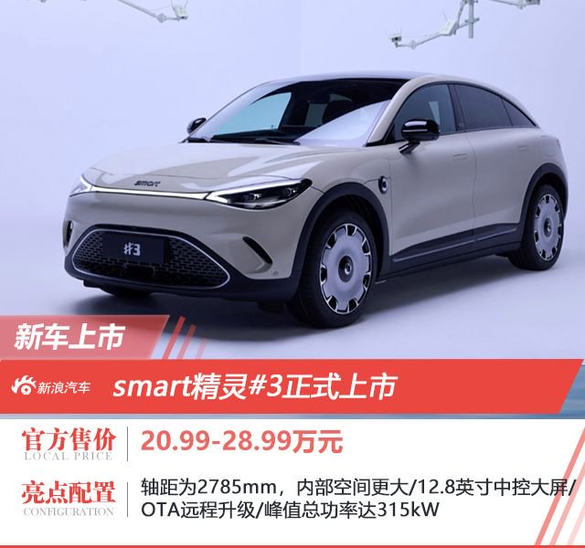 smart精灵#3正式上市 售价20.99-28.99万