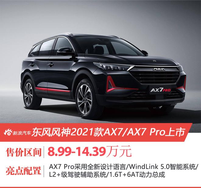 东风风神2021款AX7/AX7 Pro上市 售价8.99-14.39万元