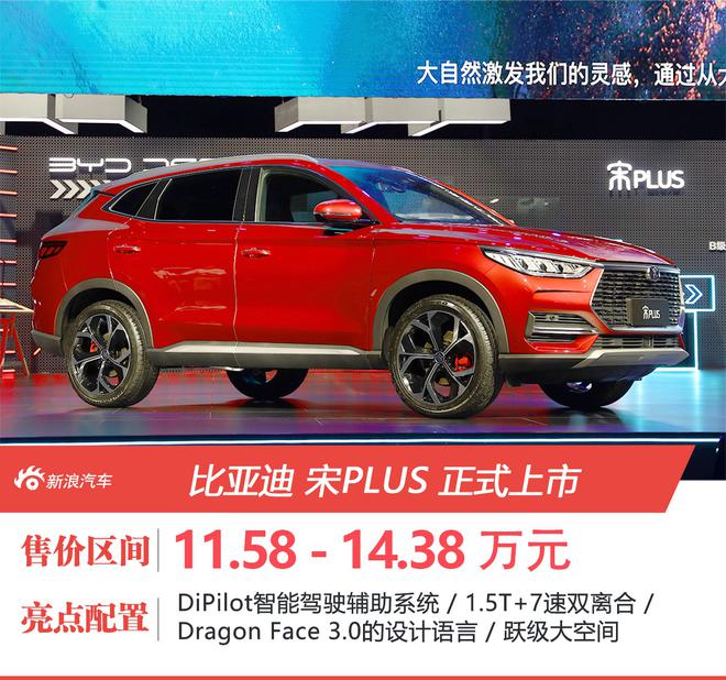 定位B级SUV 比亚迪宋PLUS上市 售11.58-14.38万元