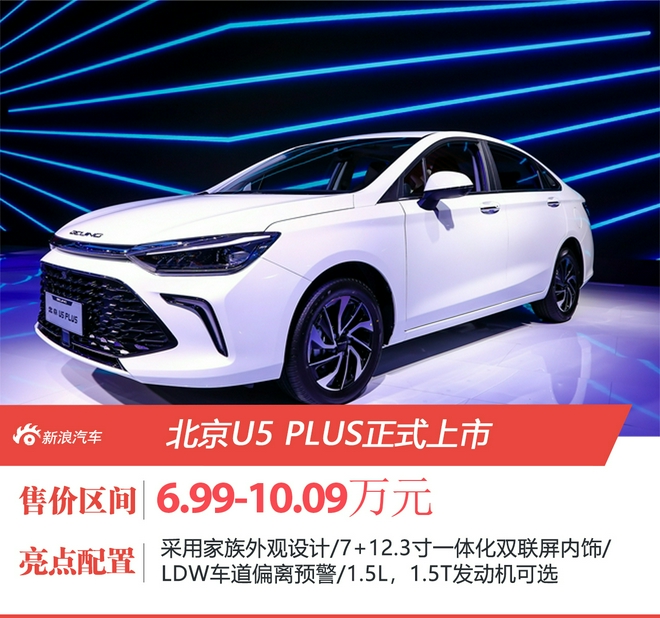 北京U5 PLUS正式上市 售价6.99-10.09万元