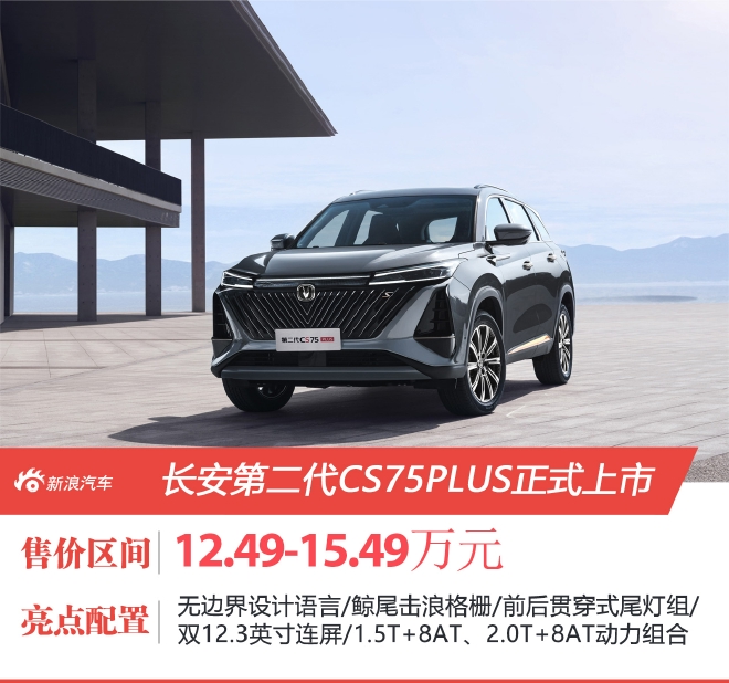 长安第二代CS75PLUS上市 售价12.49-15.49万元