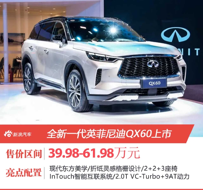 39.98万元起售 全新一代英菲尼迪QX60正式上市