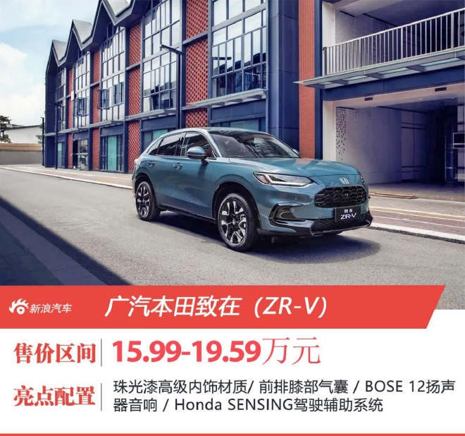 广汽本田致在（ZR-V）上市 售价15.99-19.59万元