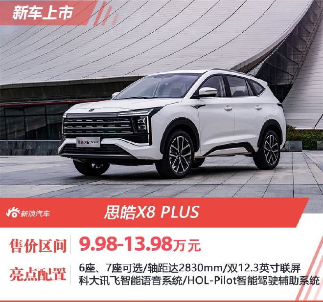 思皓X8 PLUS上市 售价9.98-13.98万元