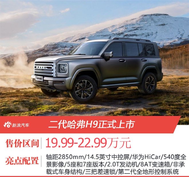 售19.99-22.99万元 二代哈弗H9正式上市