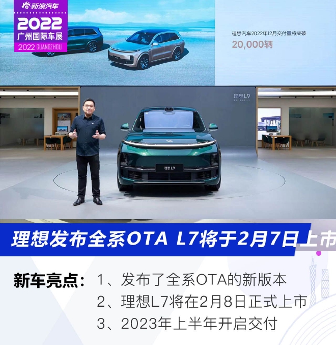 理想发布全系OTA L7将于2月7日上市