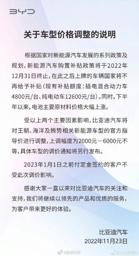 车圈热搜 比亚迪官宣涨价 鸿蒙座舱将入驻北汽新车