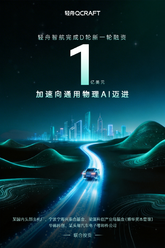 官宣！轻舟智航完成D轮新一轮融资1亿美元，加大世界模型+强化学习前沿物理AI技术研发