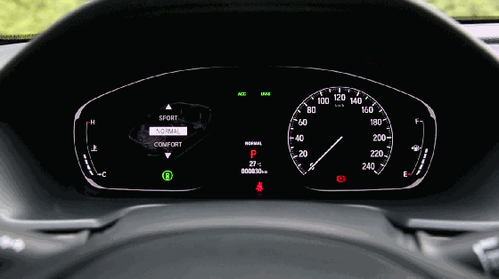 驾驶模式选择切换的仪表显示效果