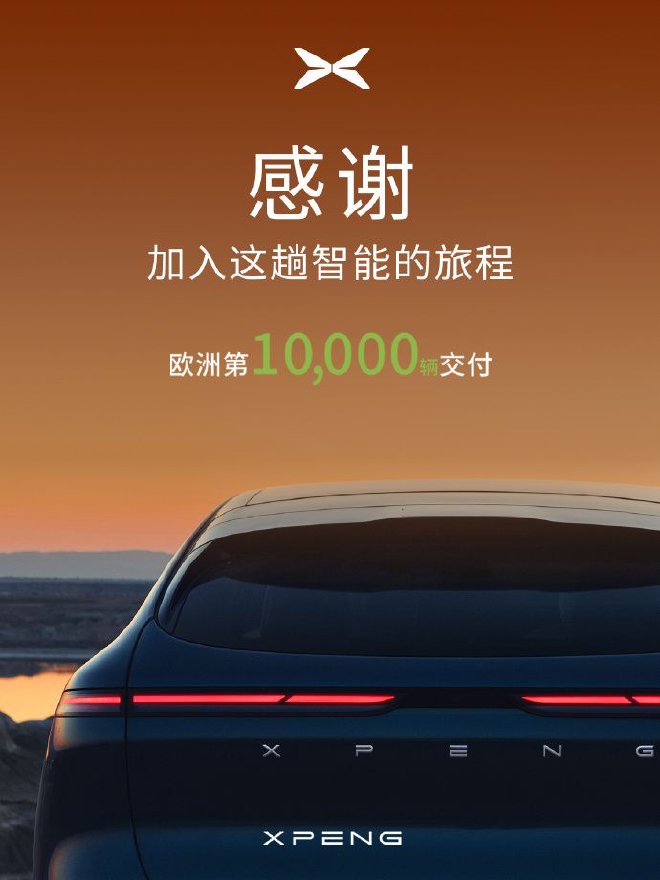 小鹏汽车欧洲第10000辆交付 “出海2.0”战略提速
