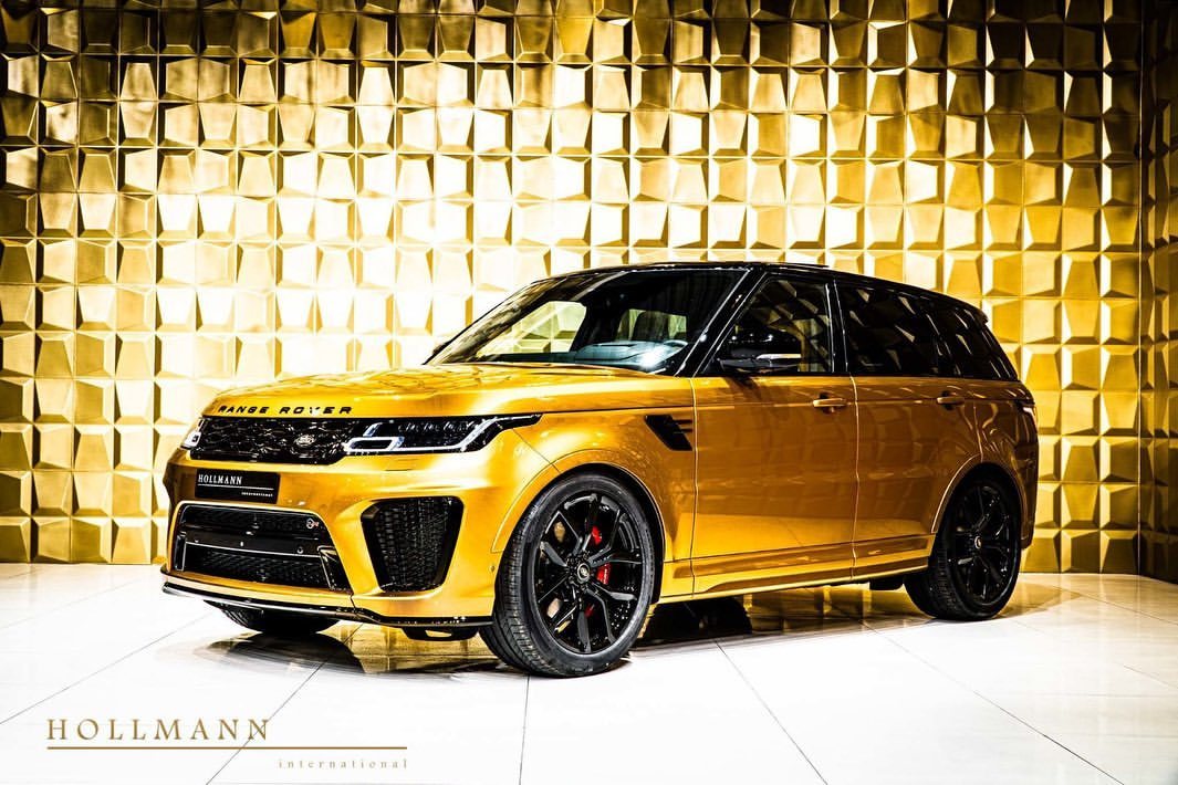 汽车美图赏析金色路虎揽胜运动版svr