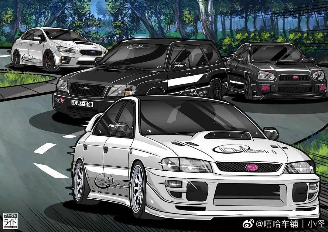 好看的汽车图片:斯巴鲁插画分享,repost