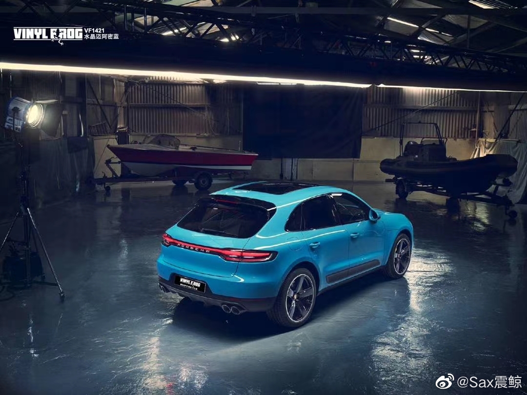 水晶迈阿密蓝 保时捷macan 暗黑色系光线下的迈阿密蓝简直绝了