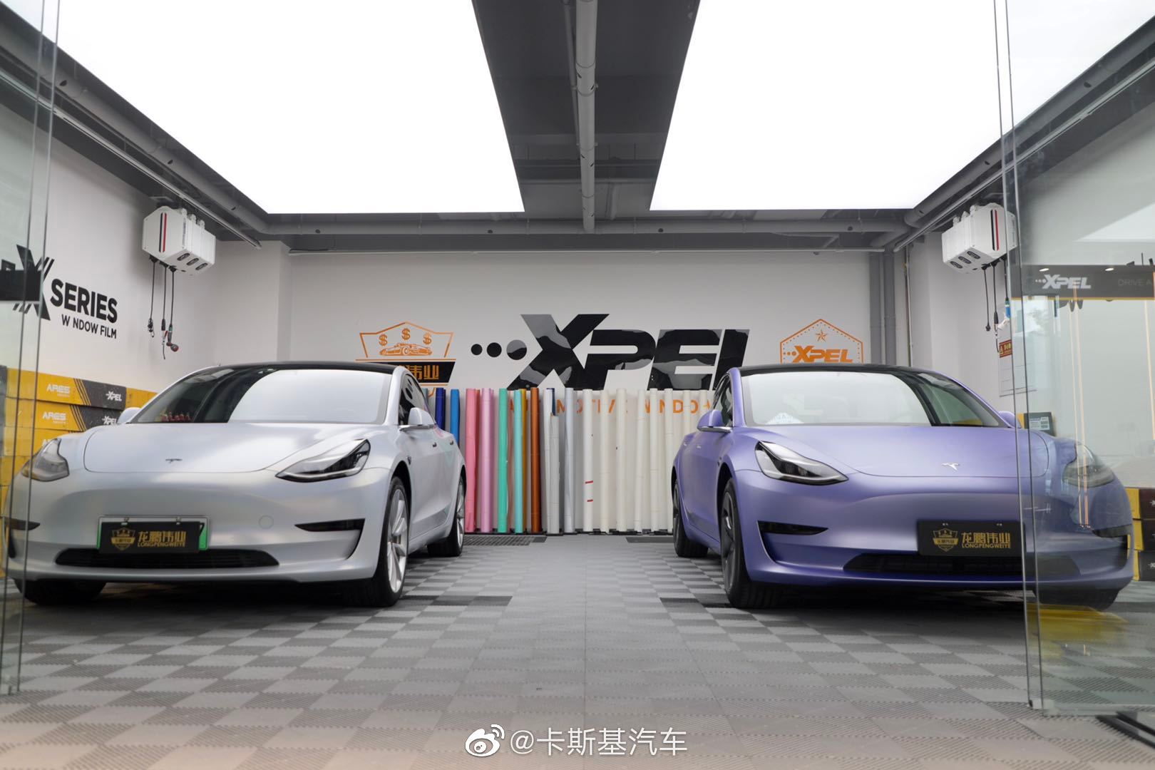 特斯拉Model 3，精品改色贴膜 超亚淡紫，仙女色