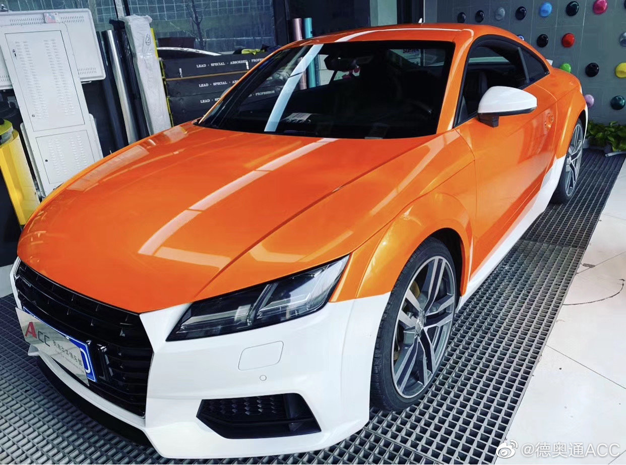 汽车改色贴膜珊瑚橙闪耀你的美换上新衣迎春的到来奥迪