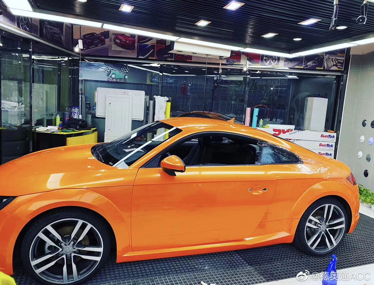 汽车改色贴膜珊瑚橙闪耀你的美换上新衣迎春的到来奥迪