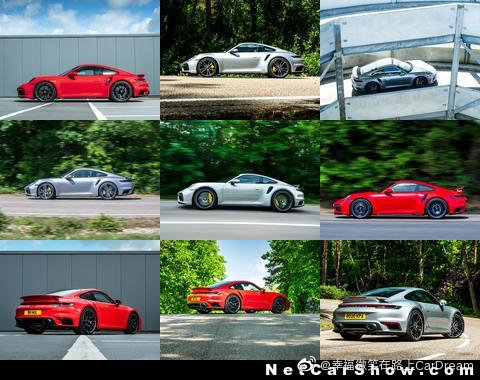 保时捷 911 Turbo S，风阻系数（cd）根据空气动力学设置而变化