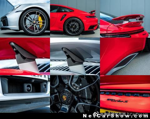 保时捷 911 Turbo S，风阻系数（cd）根据空气动力学设置而变化