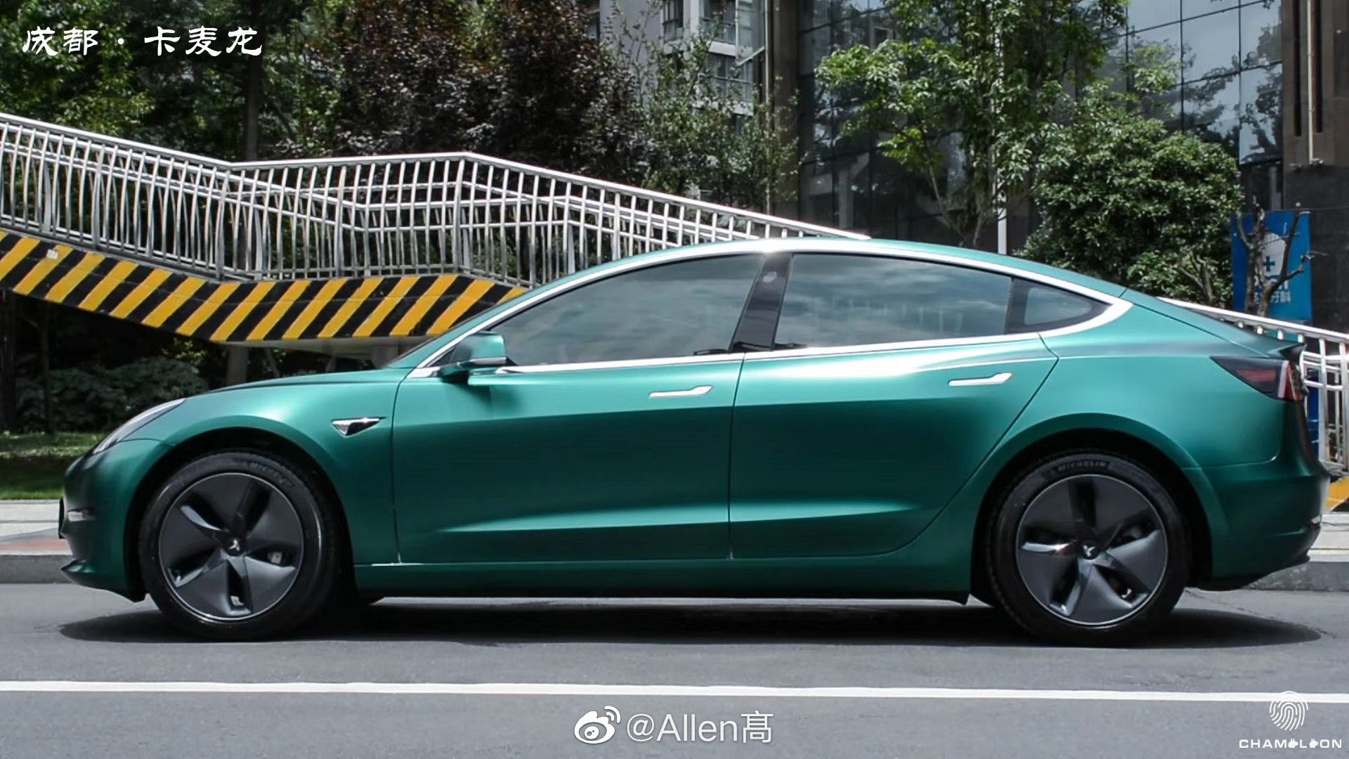 特斯拉 毛豆3 车身改色电光祖母绿完工