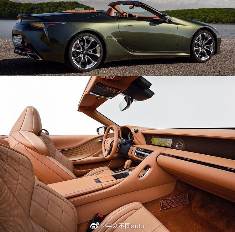 2020款雷克萨斯 LC500 敞篷版 前脸比之前那一款更尖锐犀利了。