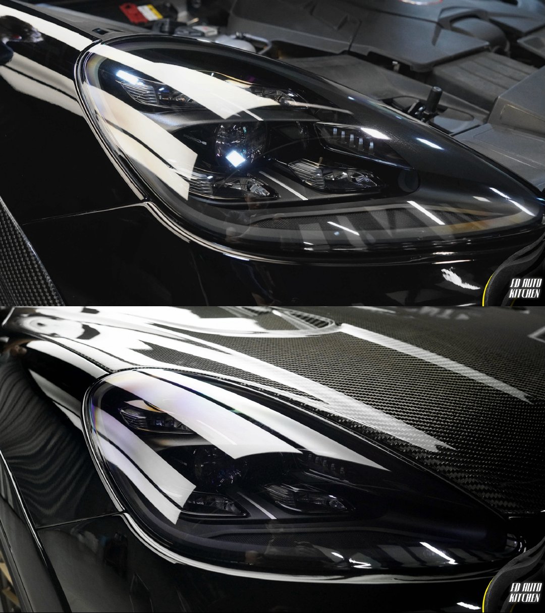 Porsche Cayenne 装贴前浅后深灯膜，小小点缀，更具战斗感！